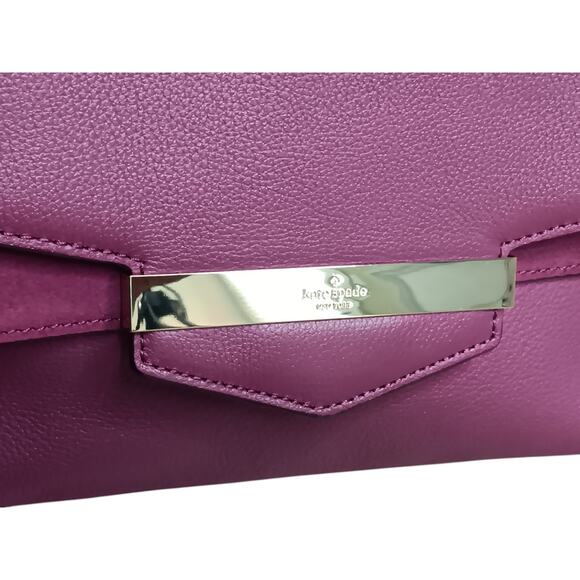 Kate Spade Purple Pebbled Leather Crossbody Satchel Bag Gold Hardware - Picture 6 of 16